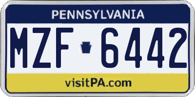 PA license plate MZF6442