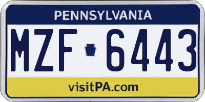 PA license plate MZF6443