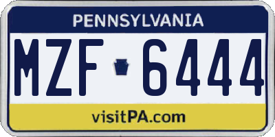 PA license plate MZF6444