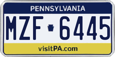 PA license plate MZF6445