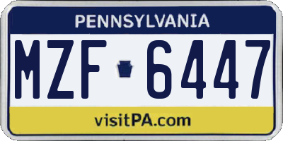 PA license plate MZF6447