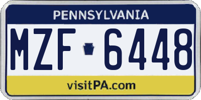 PA license plate MZF6448