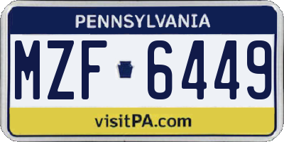 PA license plate MZF6449