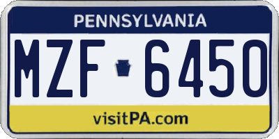 PA license plate MZF6450