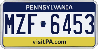 PA license plate MZF6453