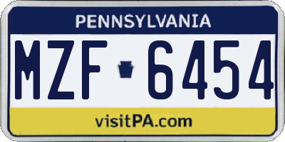 PA license plate MZF6454