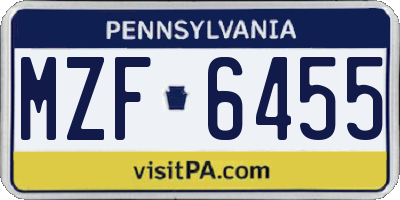 PA license plate MZF6455
