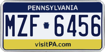 PA license plate MZF6456