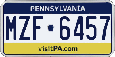 PA license plate MZF6457