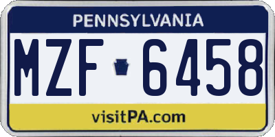 PA license plate MZF6458