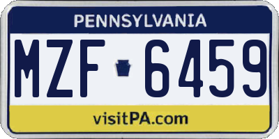 PA license plate MZF6459