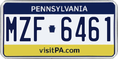 PA license plate MZF6461