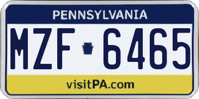 PA license plate MZF6465