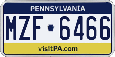 PA license plate MZF6466