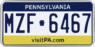 PA license plate MZF6467