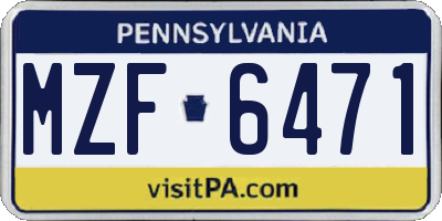 PA license plate MZF6471