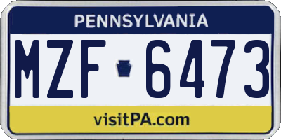 PA license plate MZF6473