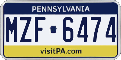 PA license plate MZF6474