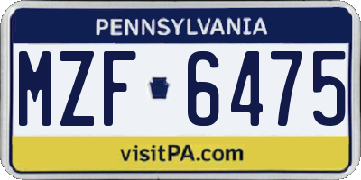 PA license plate MZF6475