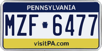 PA license plate MZF6477