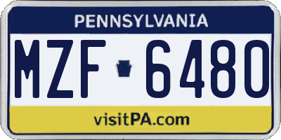 PA license plate MZF6480