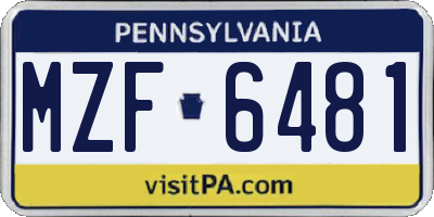 PA license plate MZF6481