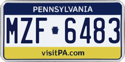 PA license plate MZF6483