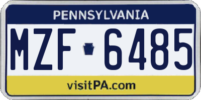 PA license plate MZF6485