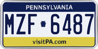 PA license plate MZF6487