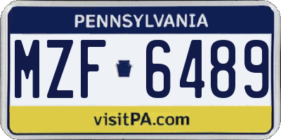 PA license plate MZF6489