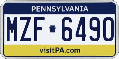 PA license plate MZF6490