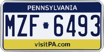 PA license plate MZF6493