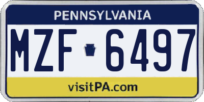 PA license plate MZF6497