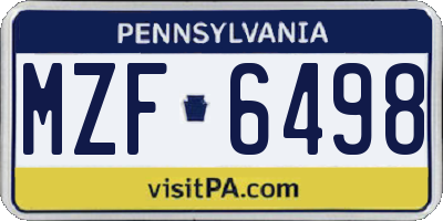 PA license plate MZF6498