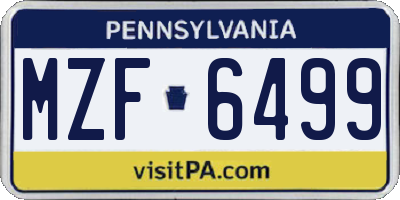 PA license plate MZF6499