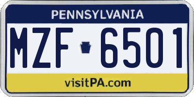 PA license plate MZF6501