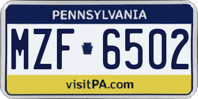 PA license plate MZF6502