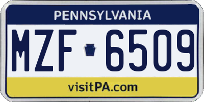 PA license plate MZF6509