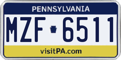 PA license plate MZF6511