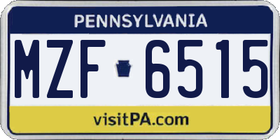PA license plate MZF6515