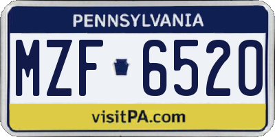 PA license plate MZF6520