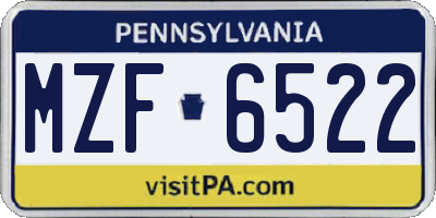PA license plate MZF6522