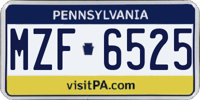 PA license plate MZF6525