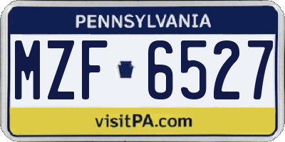 PA license plate MZF6527