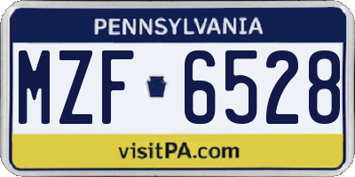PA license plate MZF6528