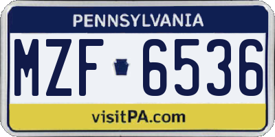 PA license plate MZF6536