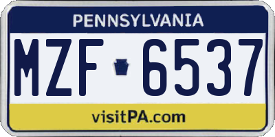 PA license plate MZF6537