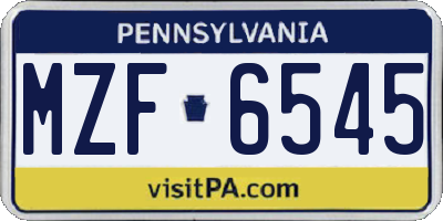 PA license plate MZF6545
