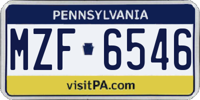 PA license plate MZF6546