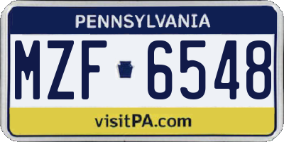 PA license plate MZF6548